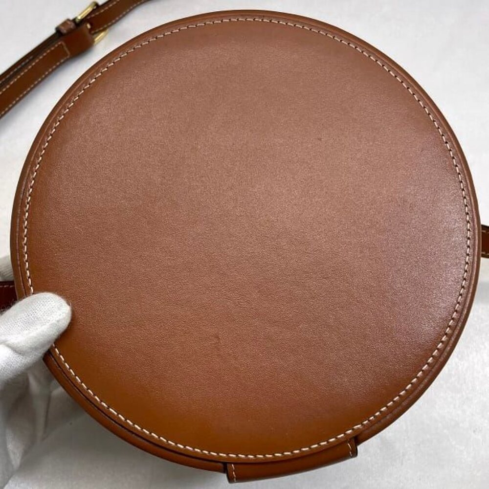 Celine Shoulder Bag Tambour White Brown Triomphe - Picture 6 of 10